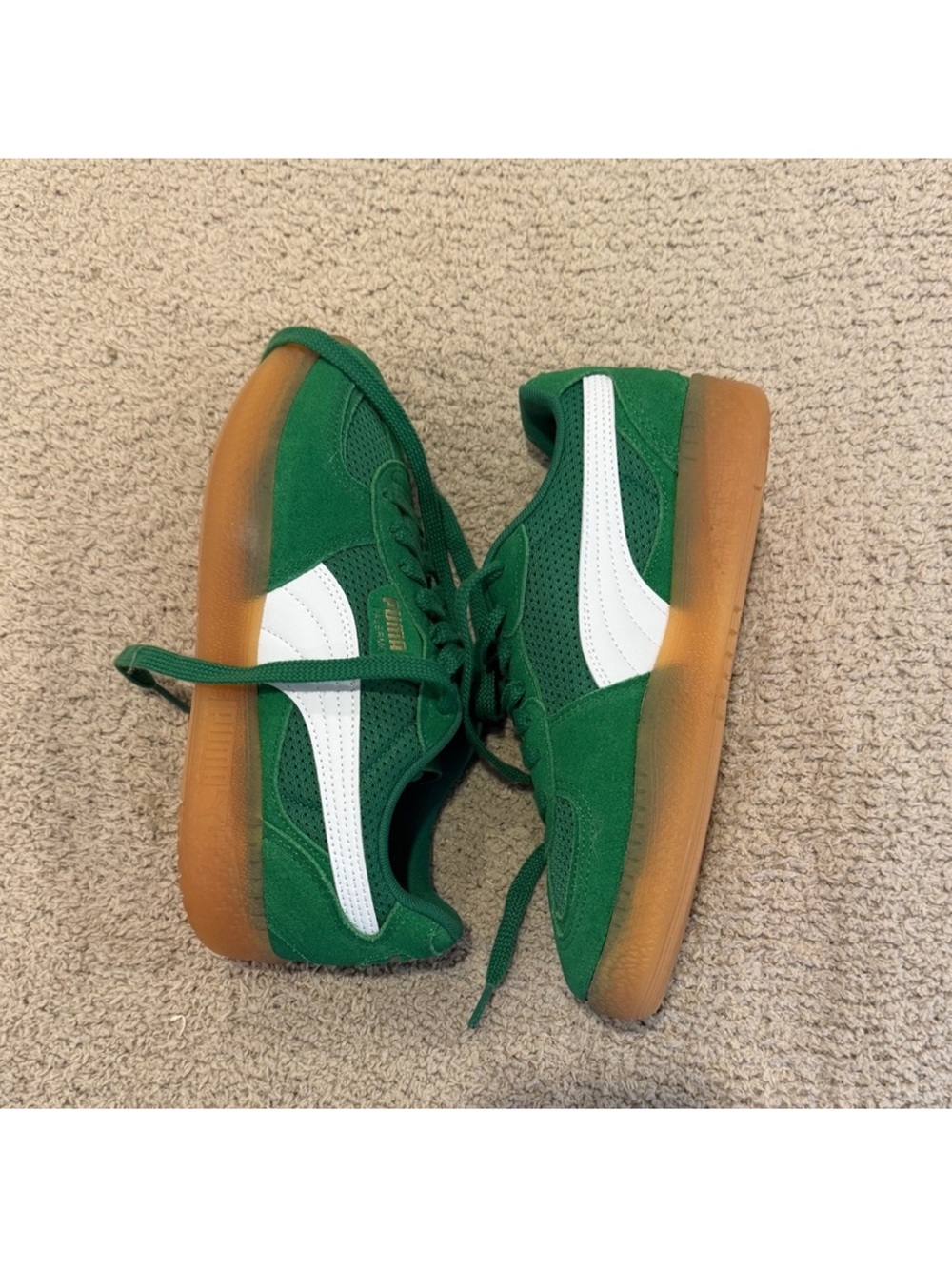 Puma Green Suede & Mesh Casual Sneakers - Picture 2 of 2